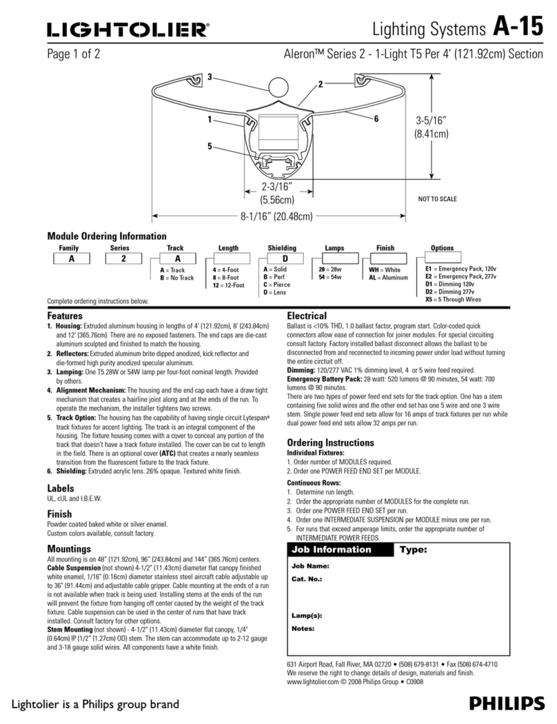 Lightolier Lighting Systems A-15 User manual