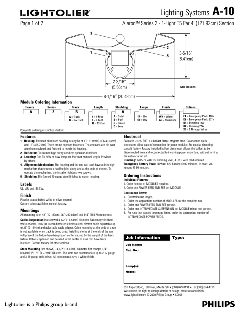 Lightolier Lighting Systems A-10 Specification sheet