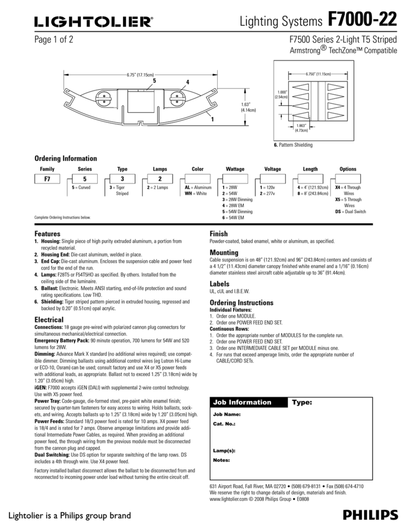 Lightolier Lighting Systems F7000-22 User manual