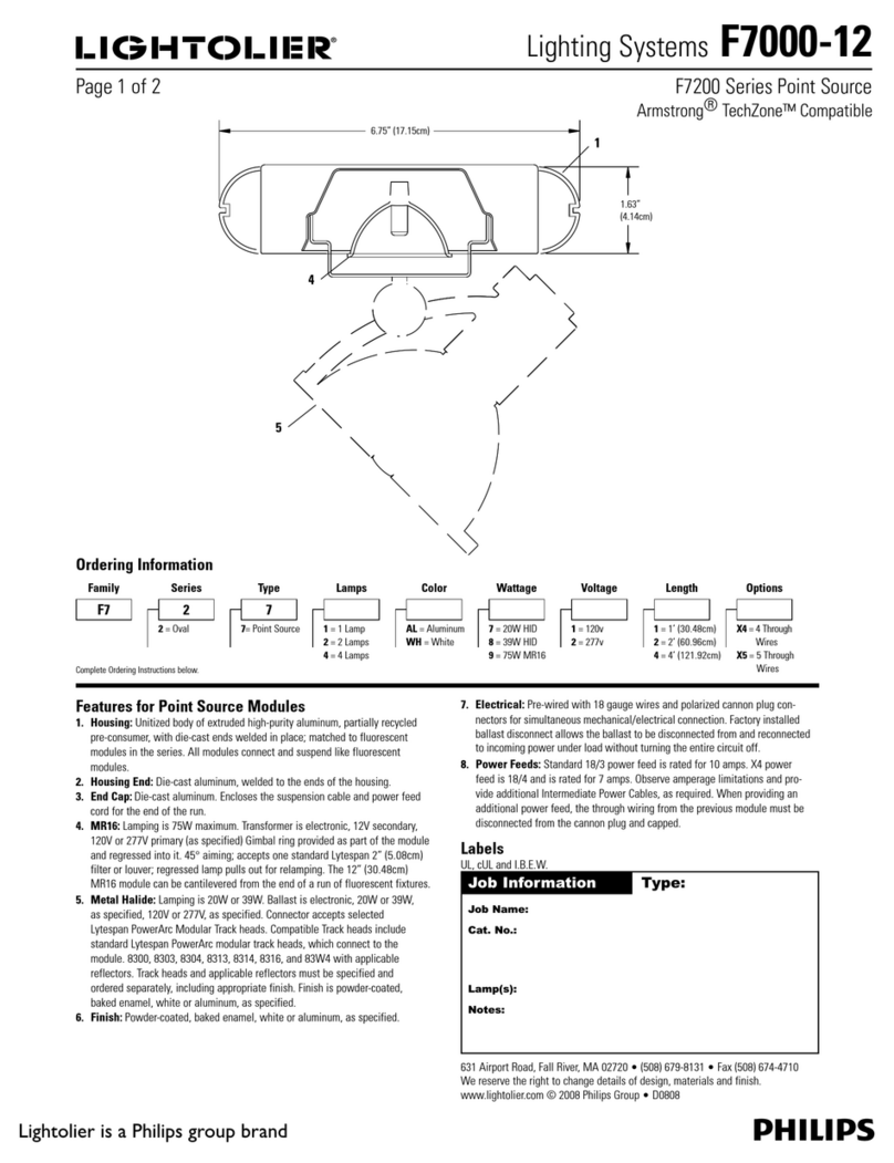 Lightolier Lighting Systems F7000-12 User manual