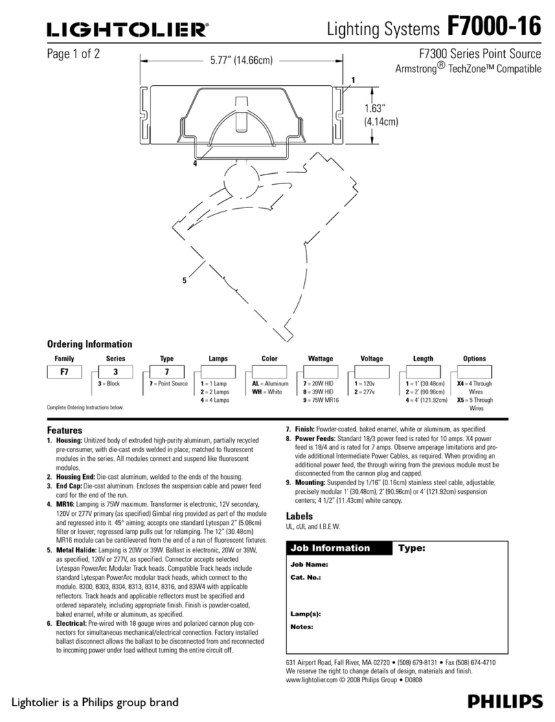Lightolier Lighting Systems F7000-16 User manual