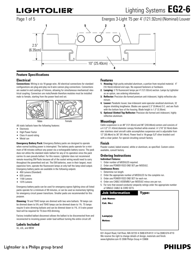 Lightolier Lighting Systems EG2-6 User manual