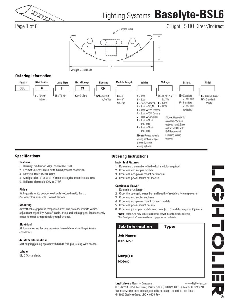 Lightolier Lighting Systems Baselyte-BSL6 User manual