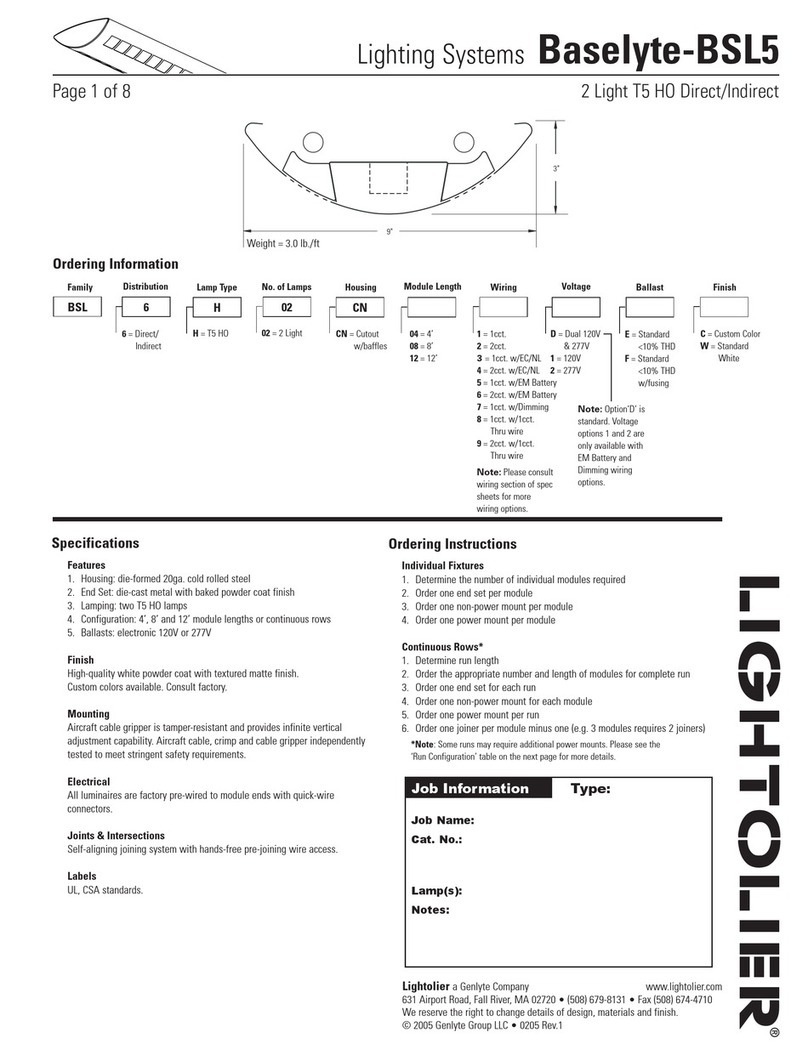 Lightolier Lighting Systems Baselyte-BSL5 User manual