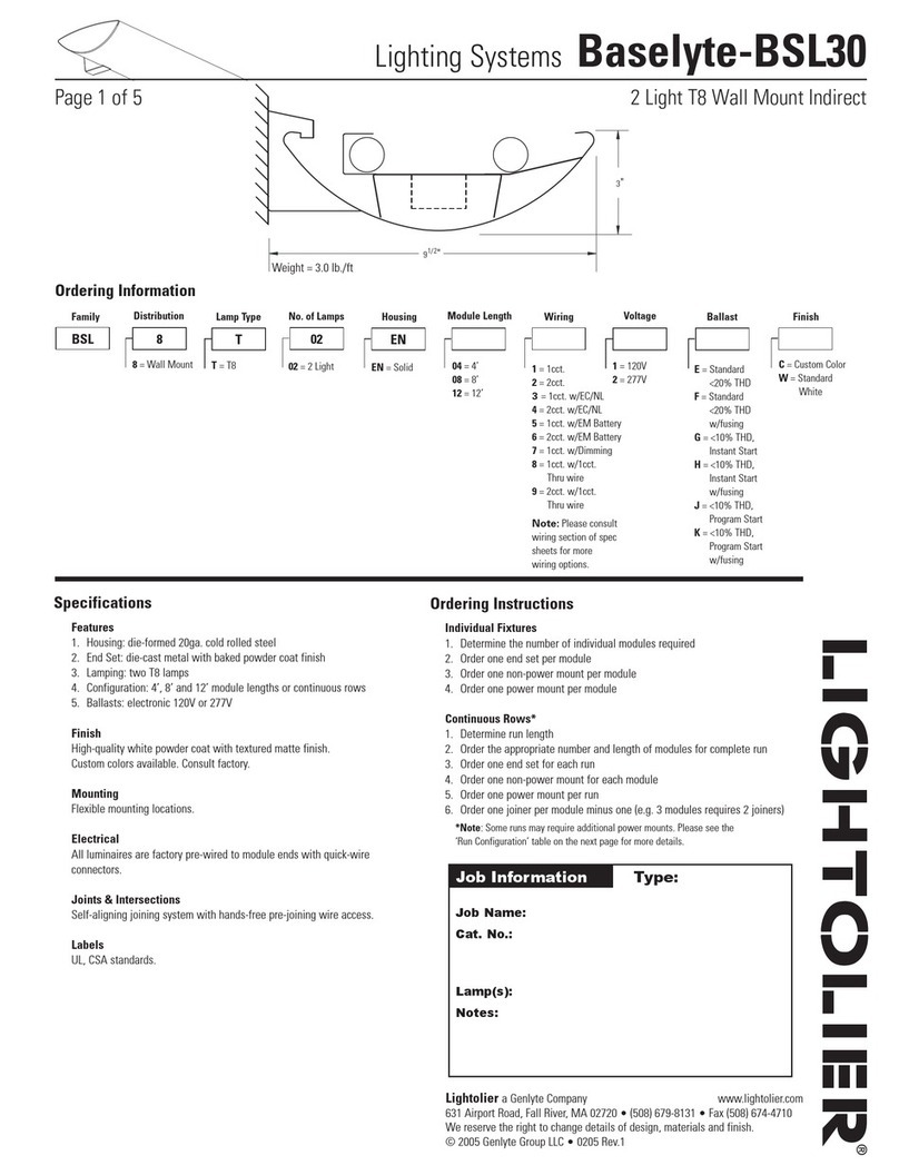 Lightolier Lighting Systems Baselyte-BSL30 User manual