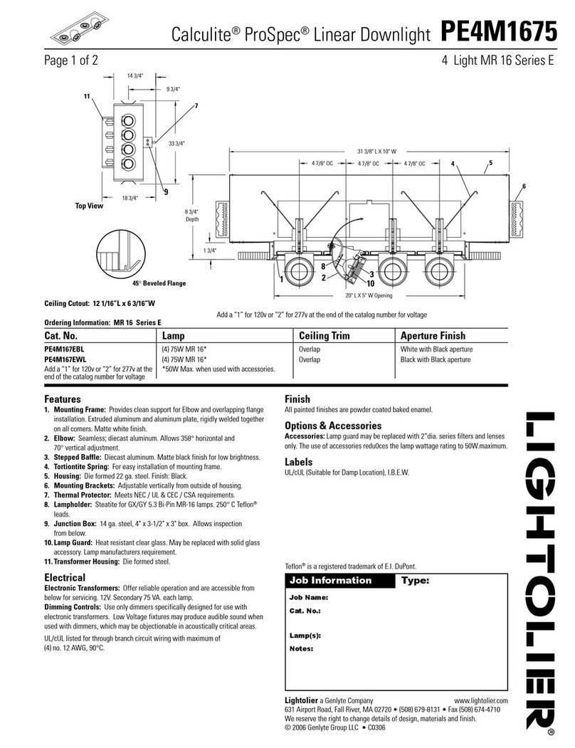 Lightolier Calculite ProSpec Linear Downlight PE4M1675 Specifications