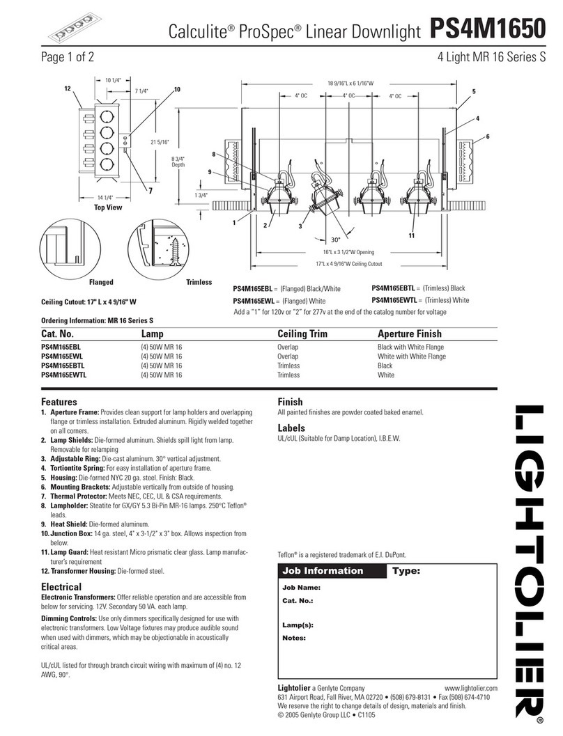 Lightolier Calculite ProSpec Linear Downlight PS4M1650 User manual Lightolier Calculite ProSpec Linear Downlight PS4M1650 User manual