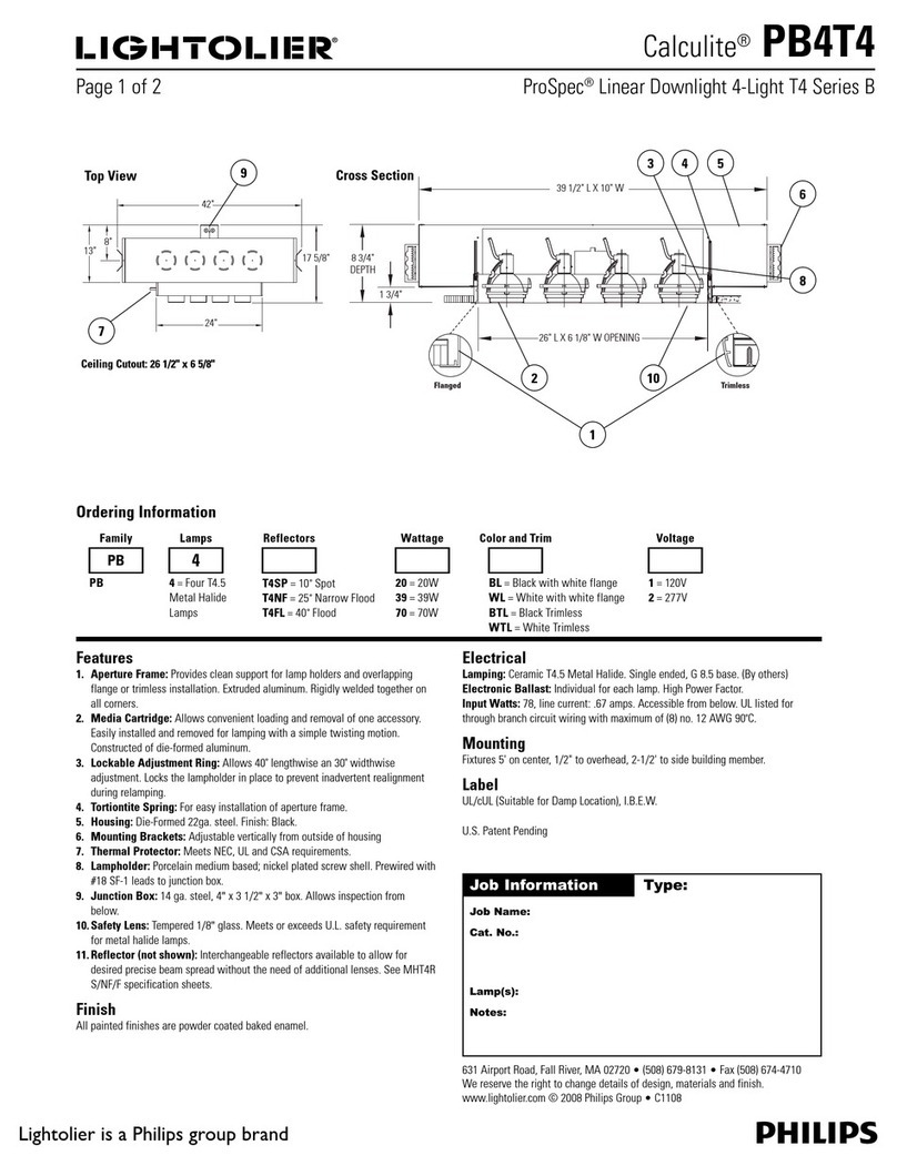 Lightolier Calculite ProSpec Linear Downlight PB4T4 User manual
