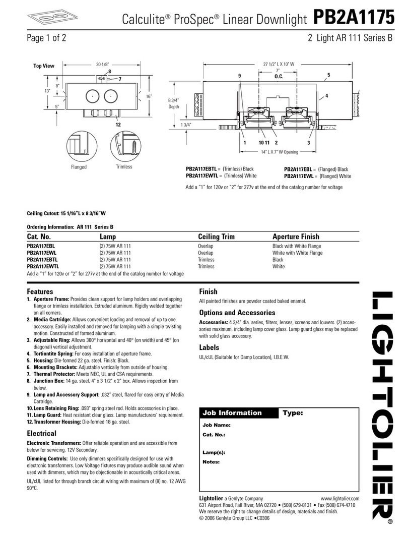 Lightolier Calculite ProSpec Linear Downlight PB2A1175 User manual