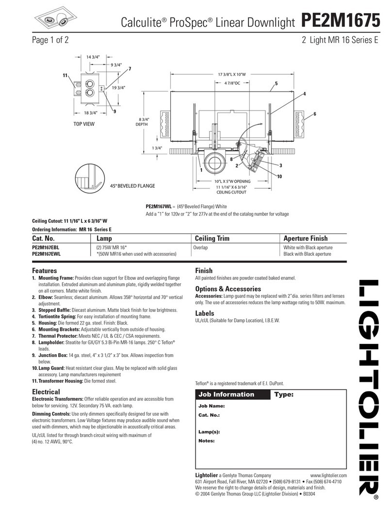 Lightolier Calculite ProSpec Linear Downlight PE2M1675 Specifications Lightolier Calculite ProSpec Linear Downlight PE2M1675 Specifications