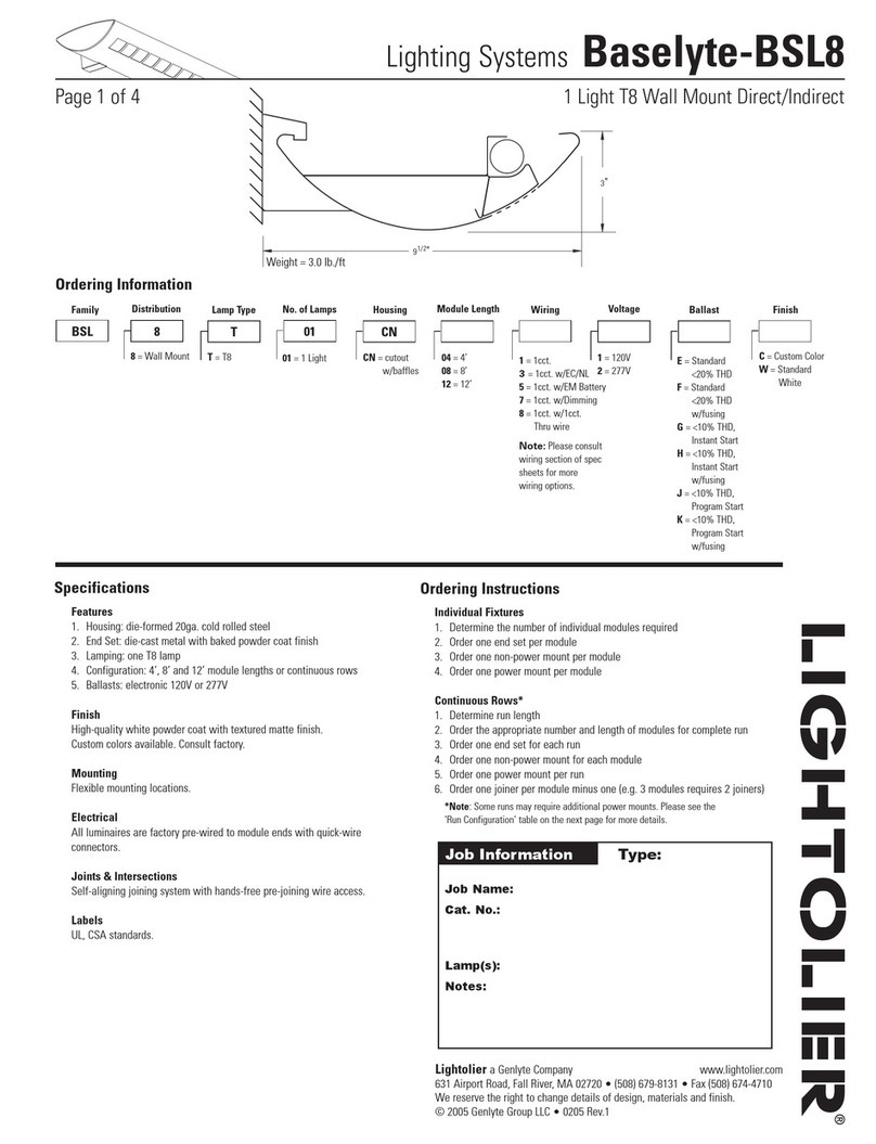 Lightolier Baselyte-BSL8 User manual