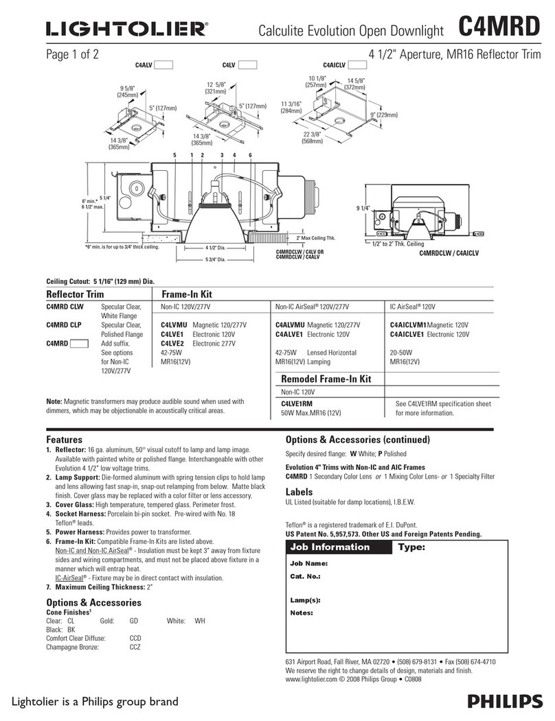 Lightolier Calculite Evolution Open Downlight C4MRD User manual Lightolier Calculite Evolution Open Downlight C4MRD User manual