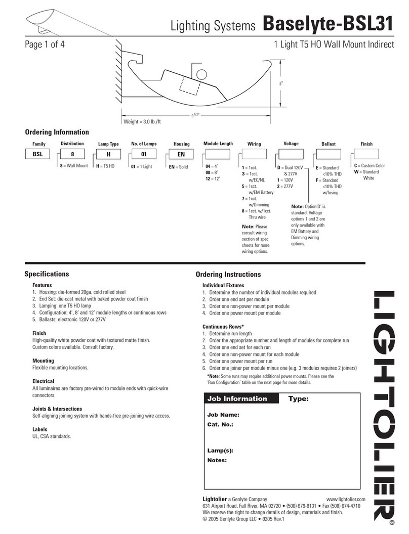 Lightolier Baselyte-BSL31 User manual Lightolier Baselyte-BSL31 User manual