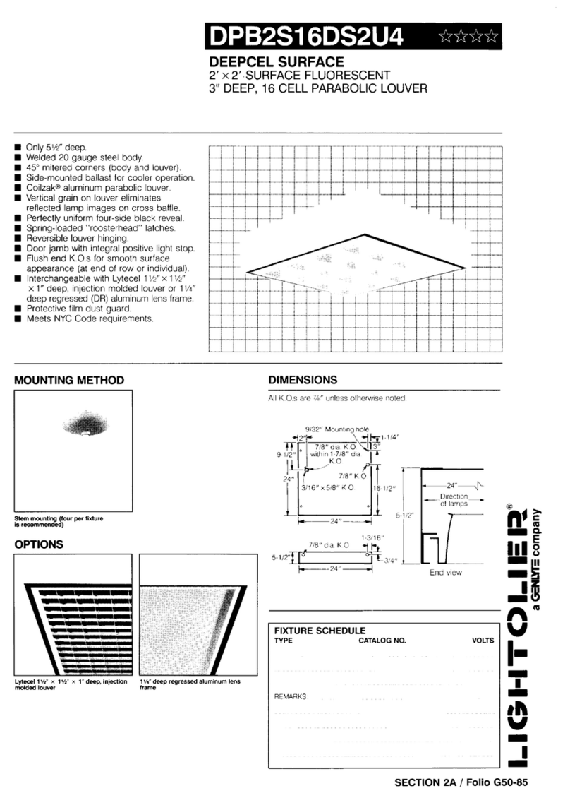 Lightolier Deepcel Surface DPB2S16DS2U4 User manual Lightolier Deepcel Surface DPB2S16DS2U4 User manual