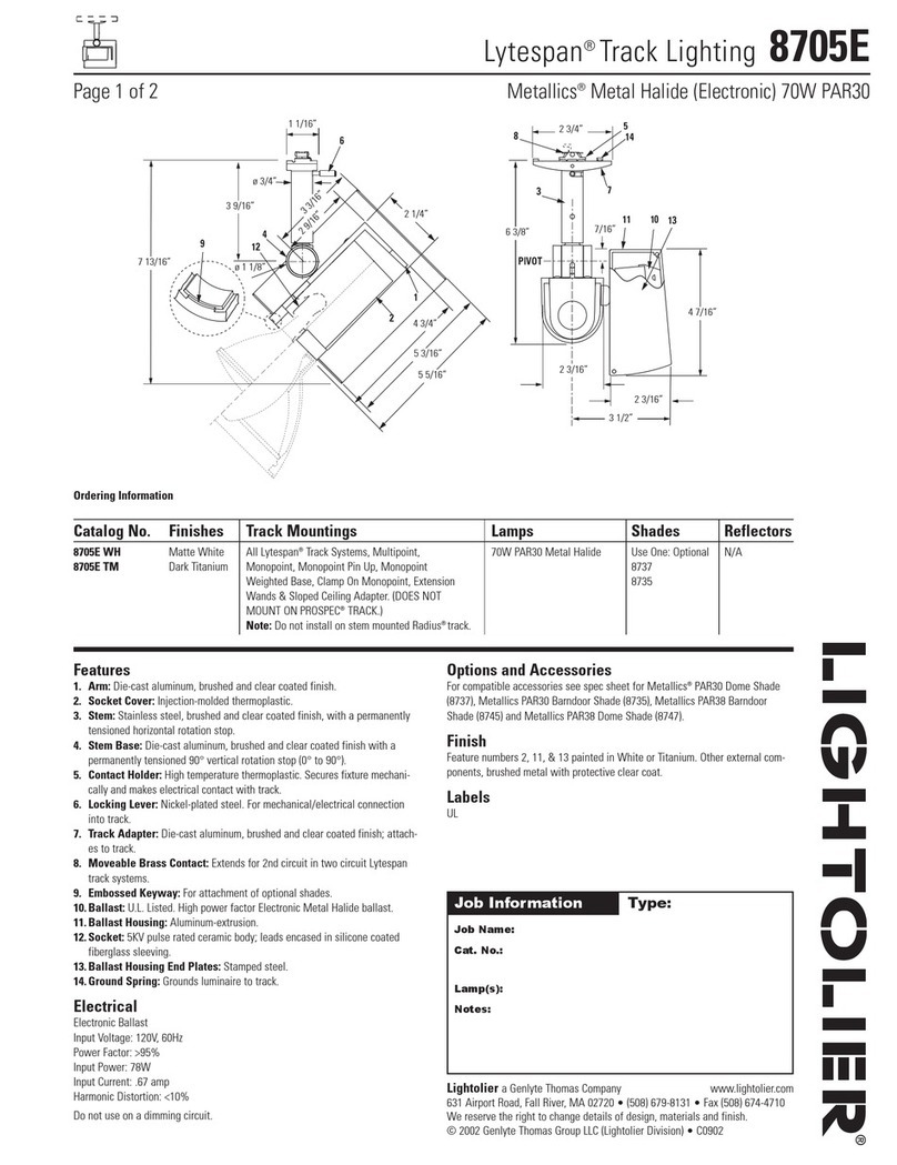 Lightolier Lytespan Track Lighting 8705E User manual