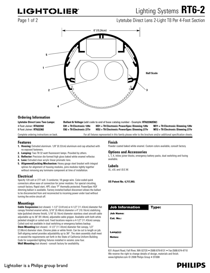 Lightolier RT6-2 User manual