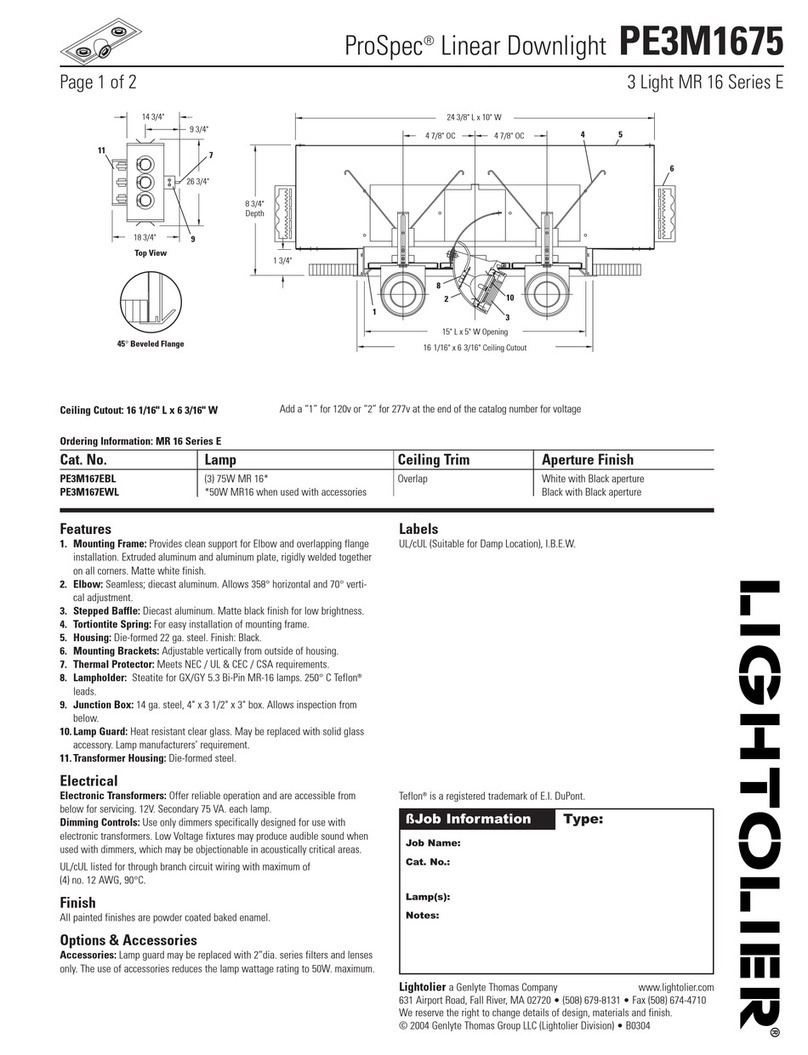Lightolier ProSpec Linear Downlight PE3M1675 User manual