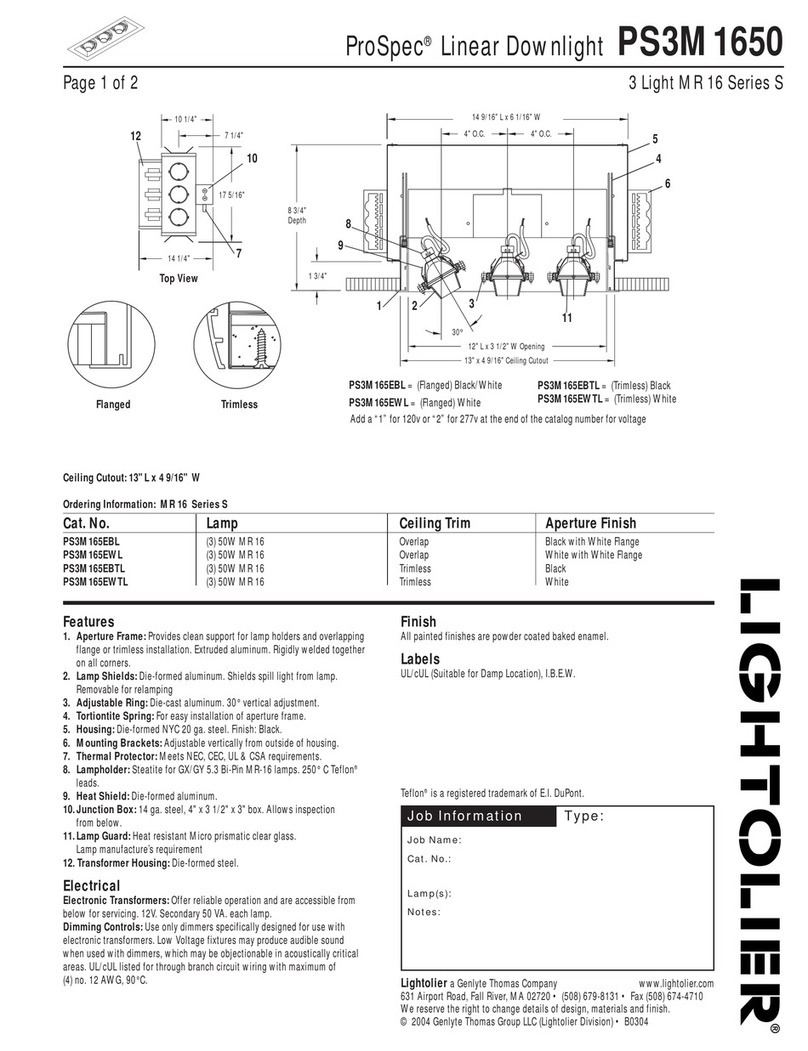 Lightolier ProSpec Linear Downlight PS3M1650 User manual