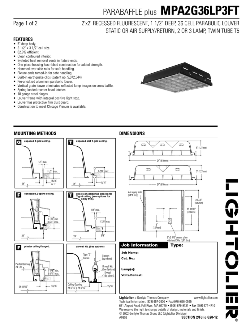 Lightolier PARABAFFLE plus MPA2G36LP3FT User manual