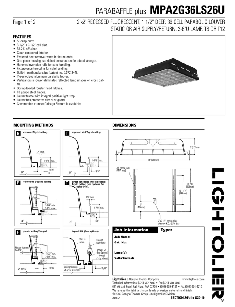Lightolier PARABAFFLE plus MPA2G36LS26U User manual