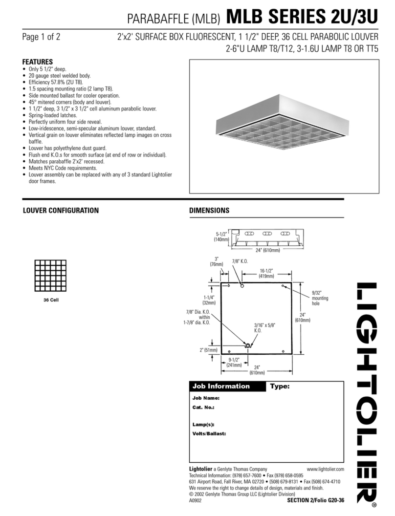 Lightolier PARABAFFLE (MLB) 2U User manual