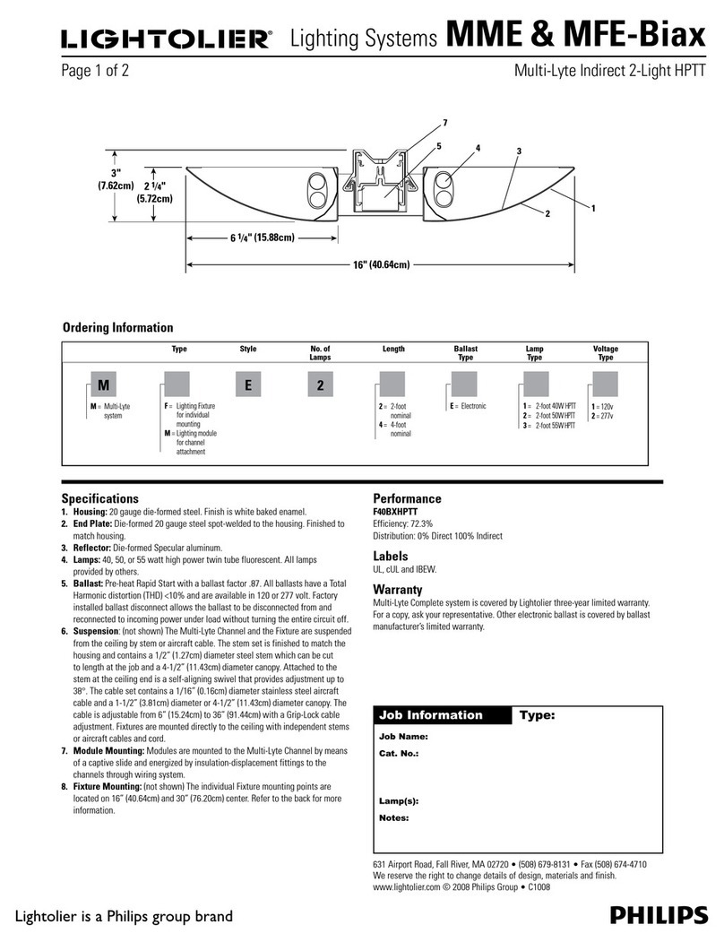 Lightolier Lighting Systems MME User manual Lightolier Lighting Systems MME User manual