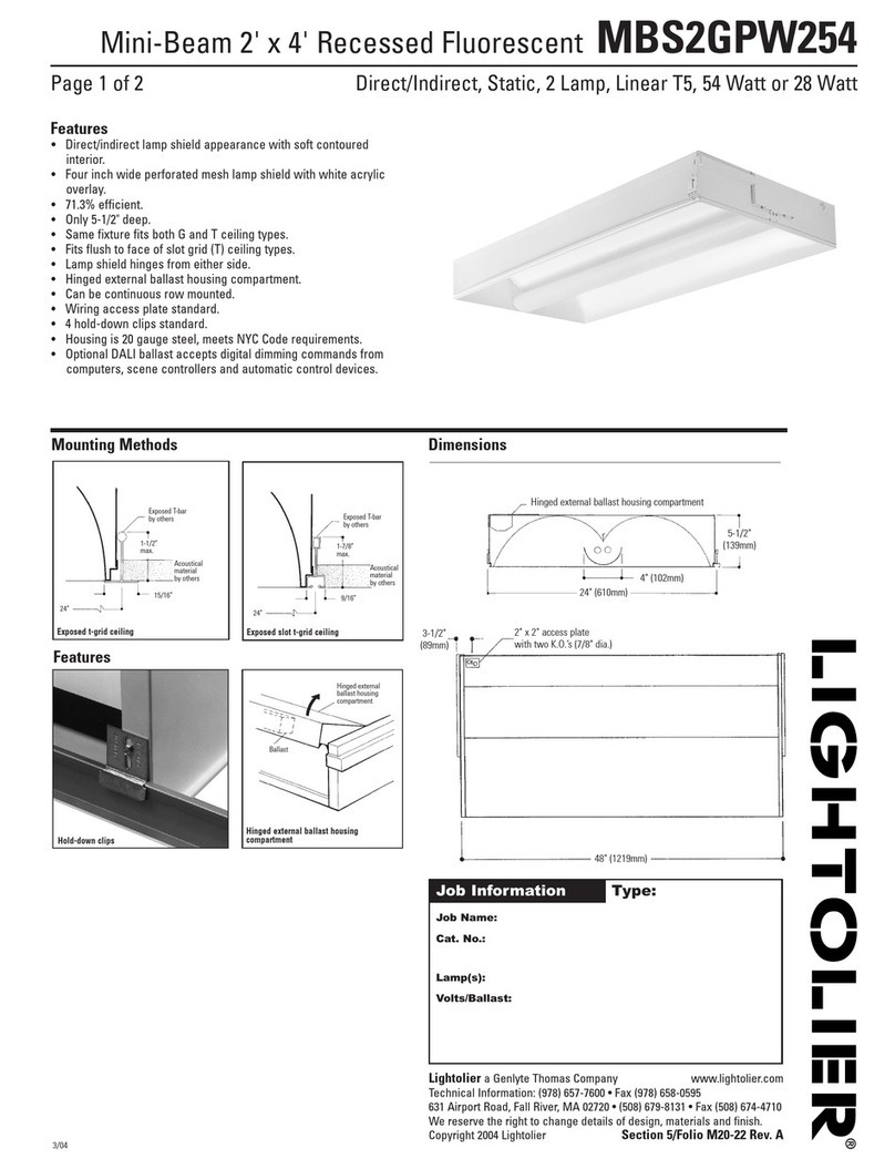 Lightolier Mini-Beam 2' x 4' Recessed Fluorescent... User manual