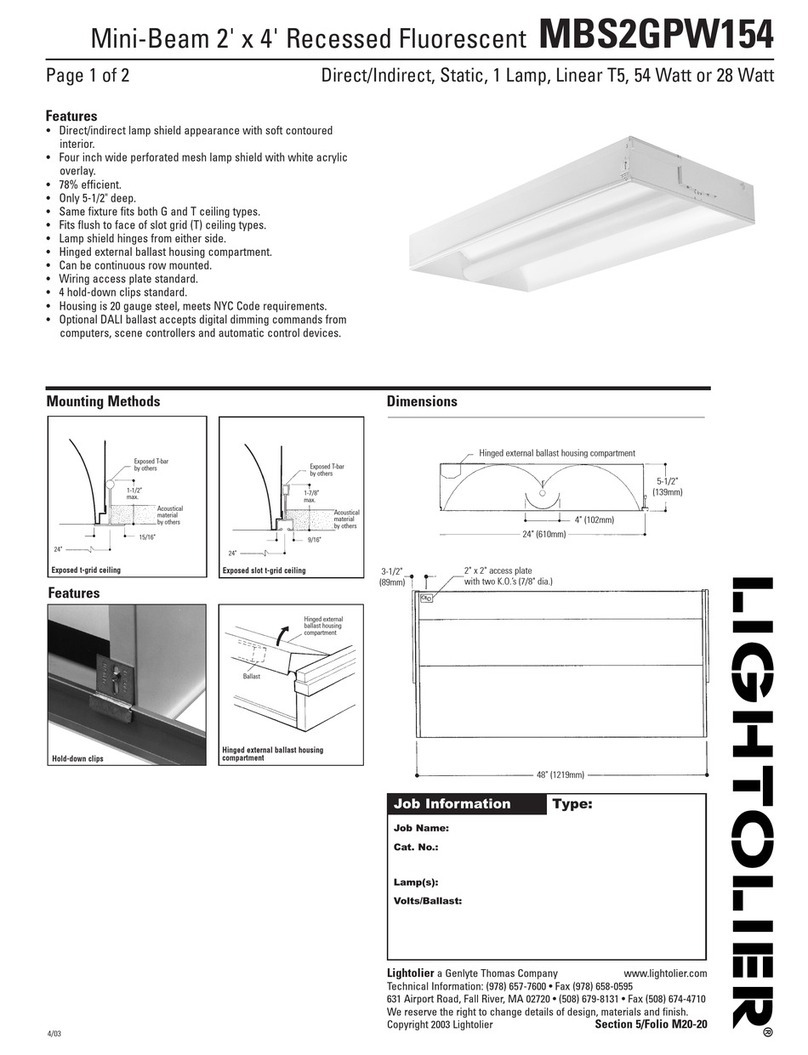 Lightolier MBS2GPW154 Specification sheet Lightolier MBS2GPW154 Specification sheet