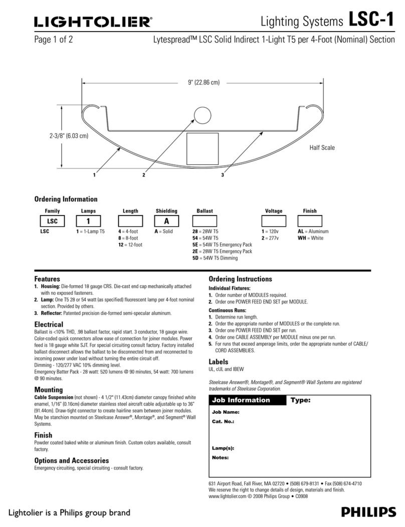 Lightolier Lighting Systems LSC-1 User manual