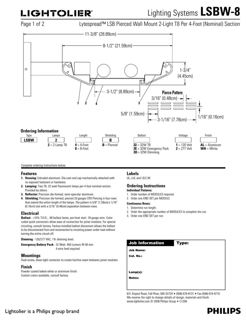 Lightolier Lighting Systems LSBW-8 User manual