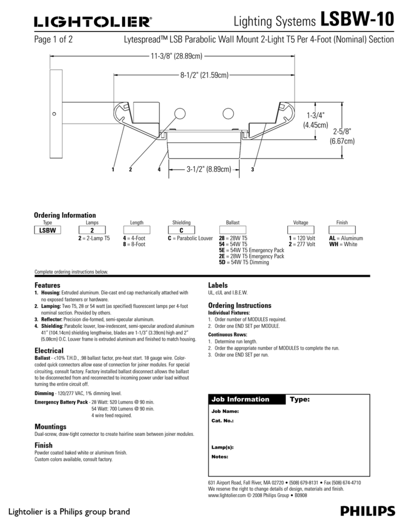 Lightolier Lighting Systems LSBW-10 Specification sheet