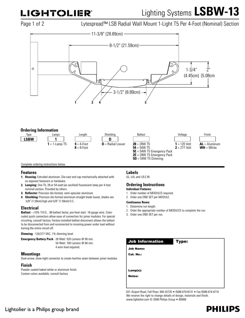 Lightolier Lighting Systems LSBW-13 User manual