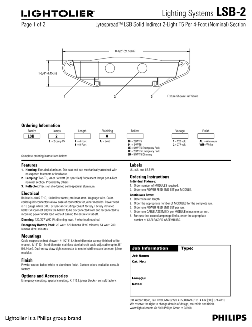 Lightolier Lighting Systems LSB-2 User manual