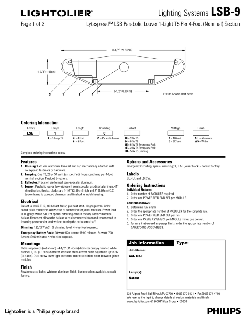 Lightolier Lighting Systems LSB-9 User manual