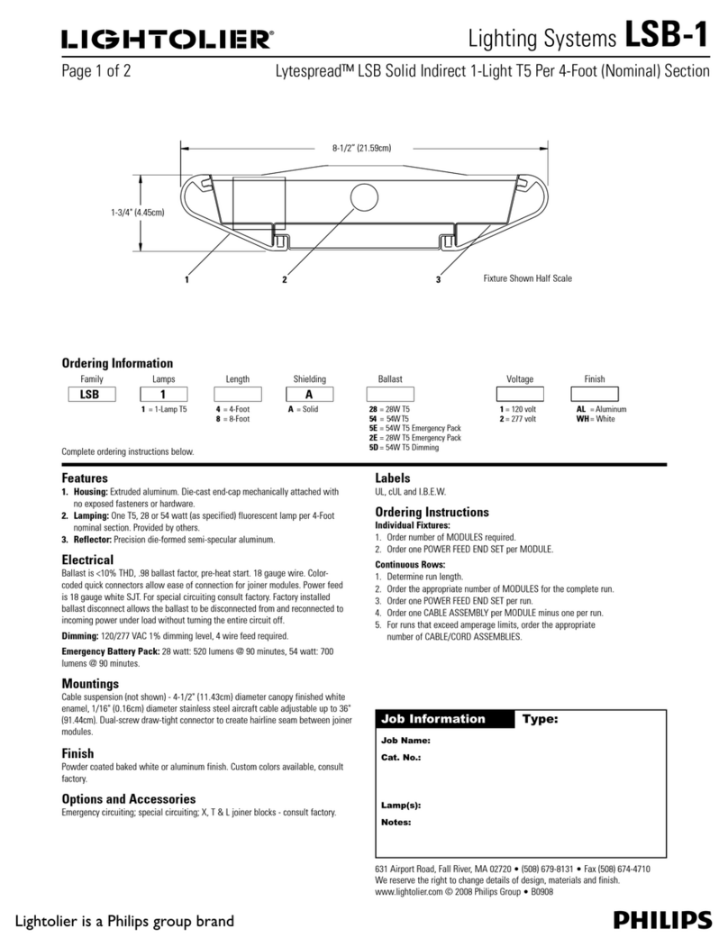 Lightolier Lighting Systems LSB-1 User manual