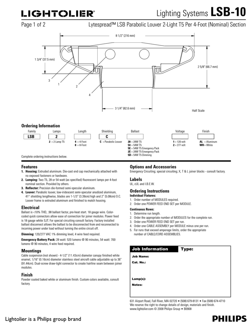 Lightolier Lighting Systems LSB-10 Specification sheet