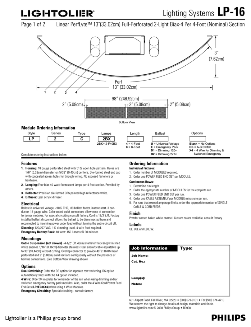 Lightolier Lighting Systems LP-16 User manual