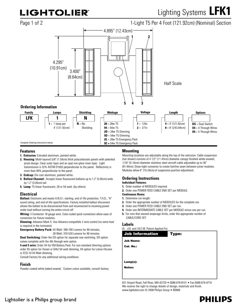 Lightolier Lighting Systems LFK1 User manual