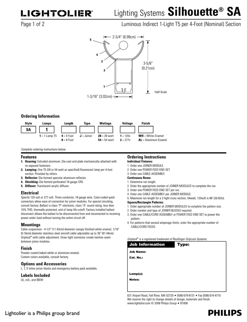 Lightolier Lighting Systems Silhouette SA User manual Lightolier Lighting Systems Silhouette SA User manual