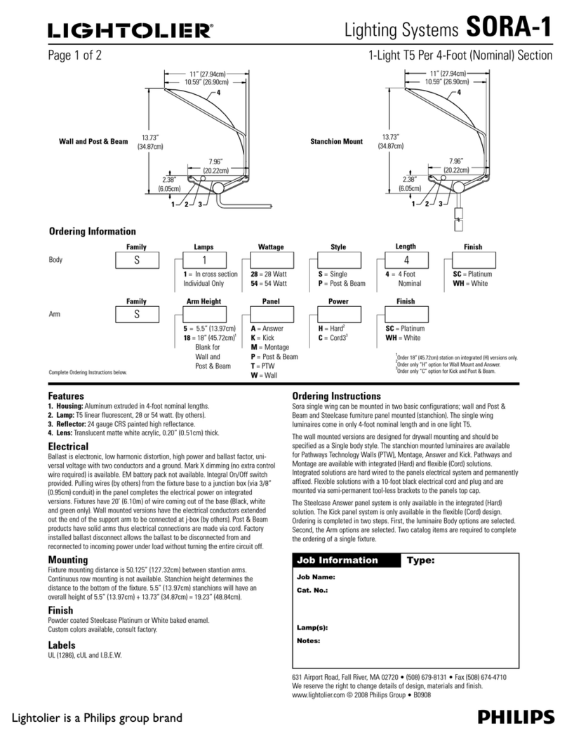 Lightolier Lighting Systems SORA-1 User manual