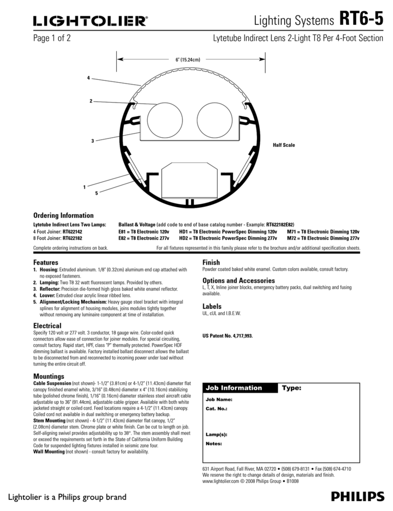 Lightolier Lighting Systems RT6-5 User manual