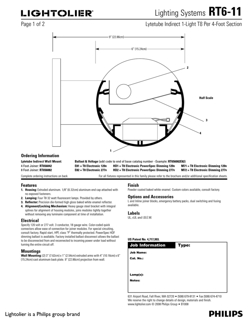 Lightolier Lighting Systems RT6-11 User manual