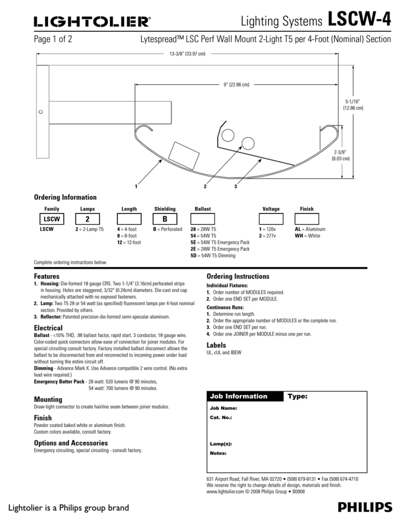 Lightolier Lighting Systems LSCW-4 User manual