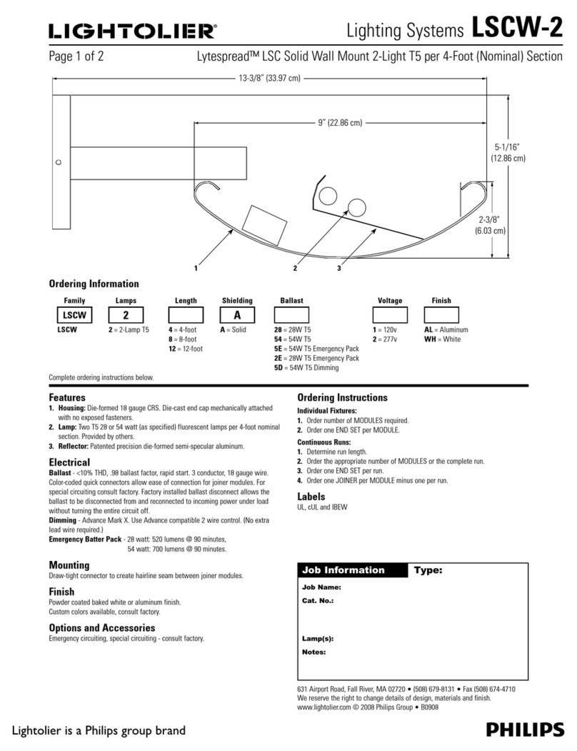 Lightolier Lighting Systems LSCW-2 User manual Lightolier Lighting Systems LSCW-2 User manual