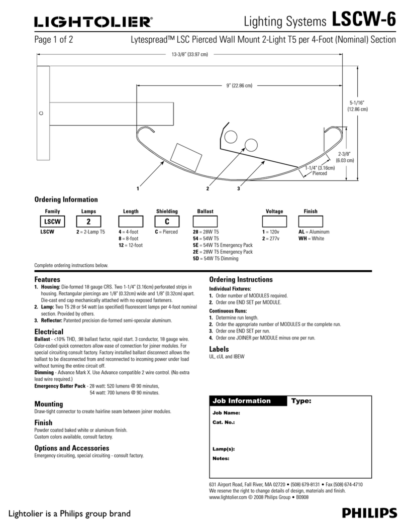 Lightolier Lighting Systems LSCW-6 Specification sheet