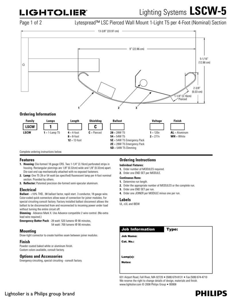 Lightolier Lighting Systems LSCW-5 User manual