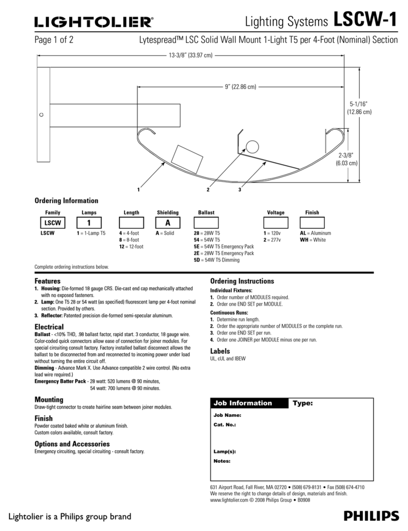 Lightolier Lighting Systems LSCW-1 User manual Lightolier Lighting Systems LSCW-1 User manual