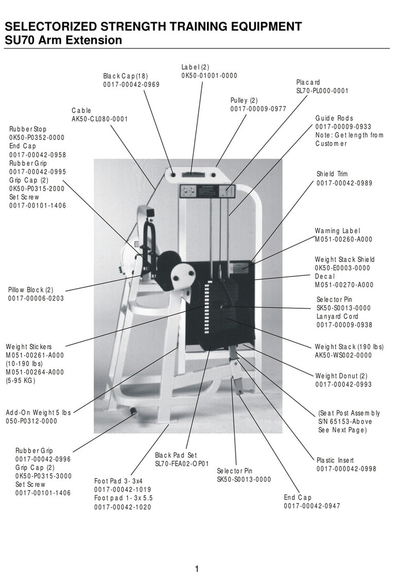 Life Fitness SU70 Assembly & parts list