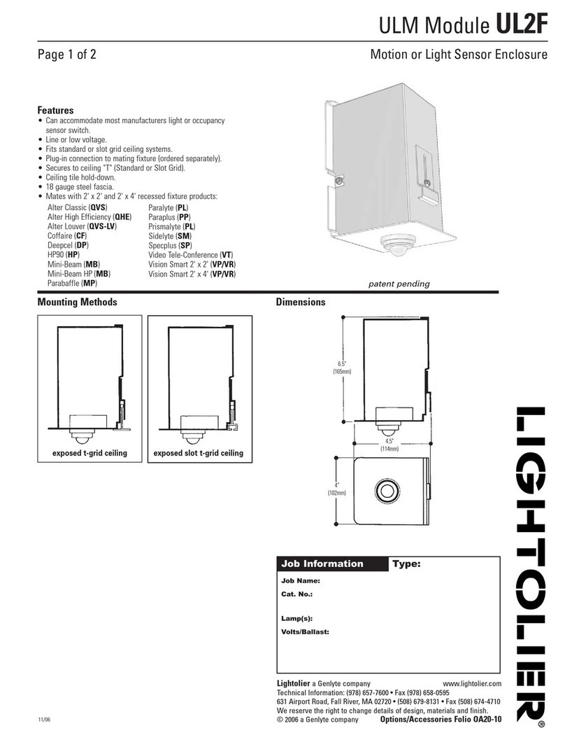 Lightolier Motion or Light Sensor Enclosure OA20-10 Specification sheet