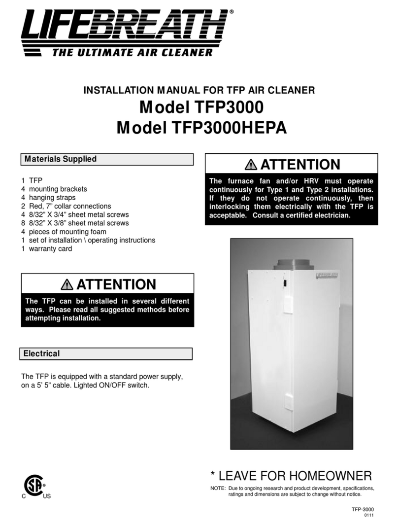 Lifebreath Lifebreath TFP3000 installation manual